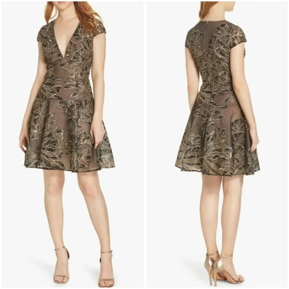 Bronx and Banco Dresses & Skirts - NWT Bronx & Banco Gold Floral Lace Mini Dress $650